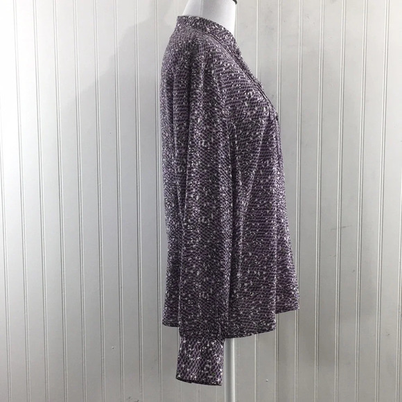 Susan Bristol Purple Animal Print Button Front Silk Shirt‎ Womens 8 Long Sleeve - Picture 2 of 11